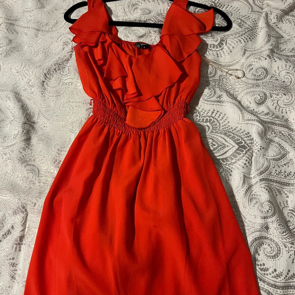 Red flowy dress